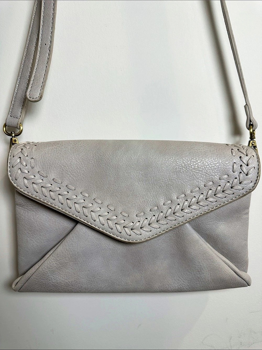 Anthropologie Isabella Whipstitch Envelope Crossbody Bag Gray